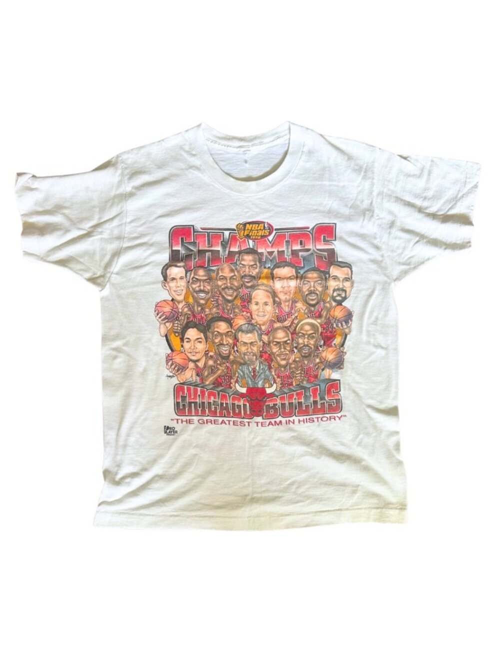 VTG 1996 Chicago Bulls Championship Caricature Tee Pro Player Jordan Pippen